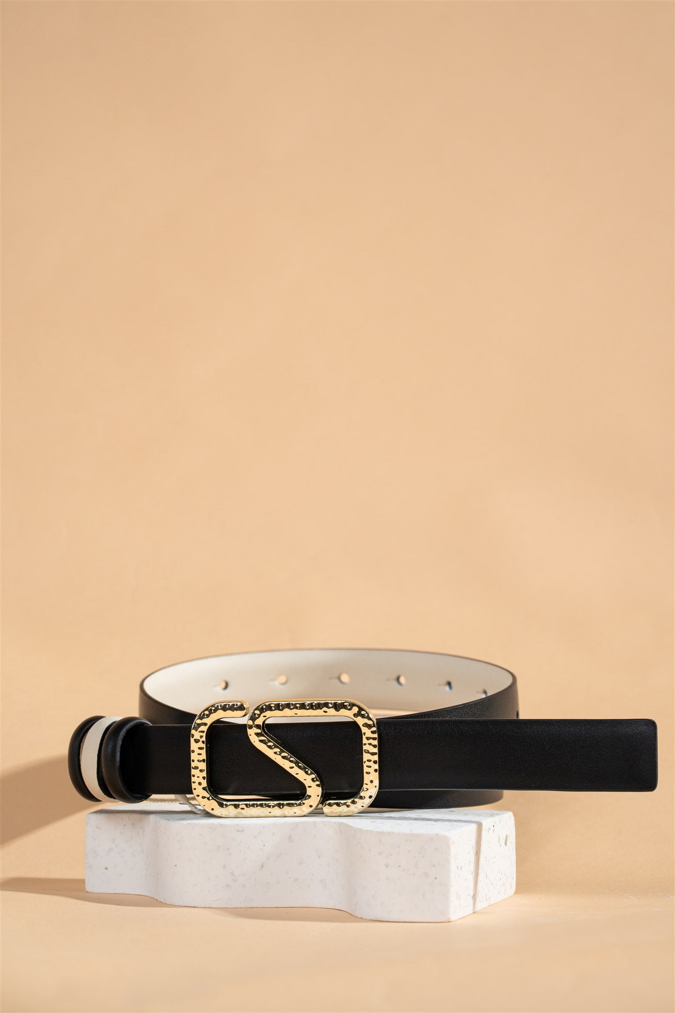 Golden Celestial Reversible Leather Belt – Noir & Oyster 2.5cm