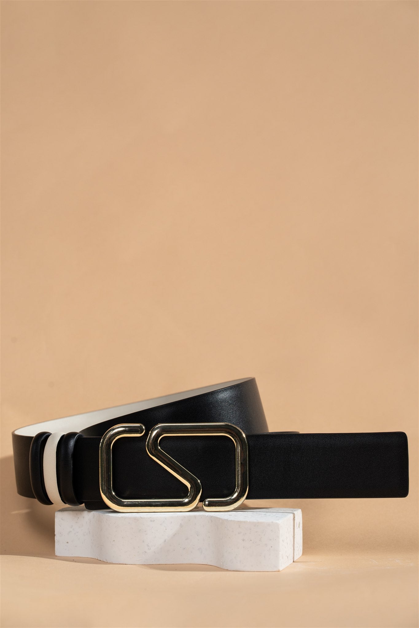 Golden Aurelian Reversible Leather Belt – Noir & Oyster 4cm