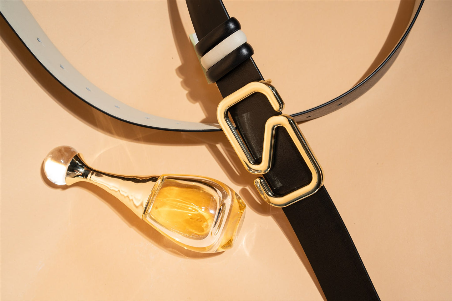 Golden Aurelian Reversible Leather Belt – Noir & Oyster 4cm