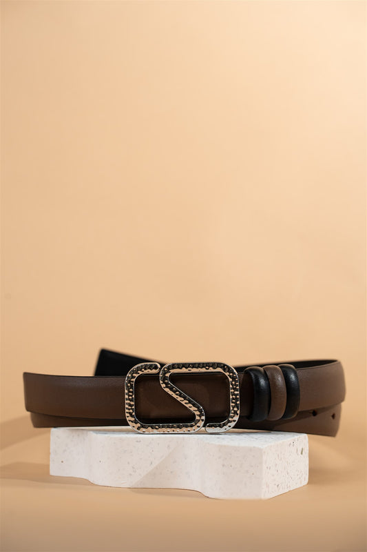 Silver Eclipse Reversible Leather Belt – Noir & Chestnut 2.5cm