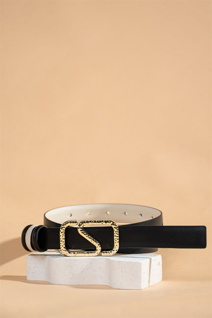 Golden Celestial Reversible Leather Belt – Noir & Oyster 2.5cm