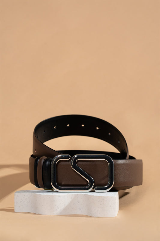 Silver Legacy Reversible Leather Belt – Noir & Chestnut 4cm