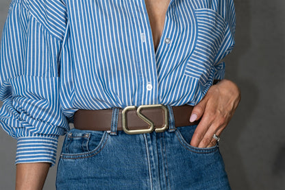 Golden Legacy Reversible Leather Belt – Noir & Chestnut 4cm